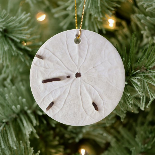 Sand Dollar Beach Coastal White Round Trendig Cool Julgransprydnad Keramik (Träd)
