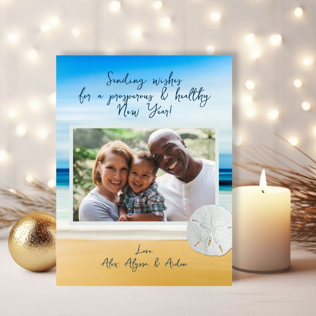 Sand Dollar Beach Gott nytt år Photo Postcard Helg Vykort (Skapare uppladdad)