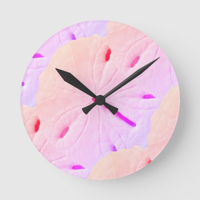 Sand Dollar Beach Rosa Lila Ombre Art Abstrakt Rund Klocka (Framsida)