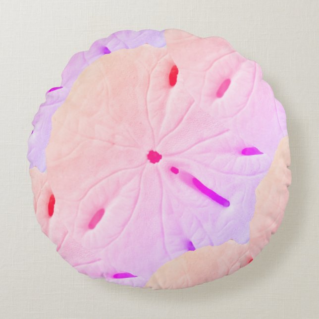 Sand Dollar Beach Rosa Lila Ombre Art Abstrakt Rund Kudde (Framsidan)