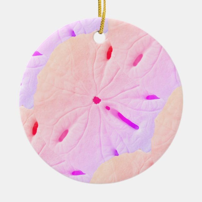 Sand Dollar Beach Rosa Lila Ombre Artistic 2020 Julgransprydnad Keramik (Framsidan)