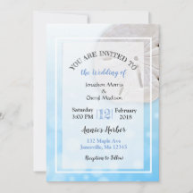 Sand Dollar Beach Themed Wedding bjudits in