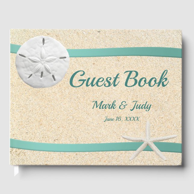 Sand Dollar Beach Wedand Guestbook Gästböcker (Framsida)