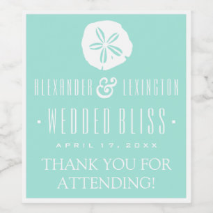 Sand Dollar Beach Wedding Customize Färg Vinflaska Etikett