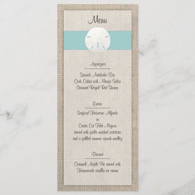 Sand Dollar Beach Wedding Menu Meny (Framsida)