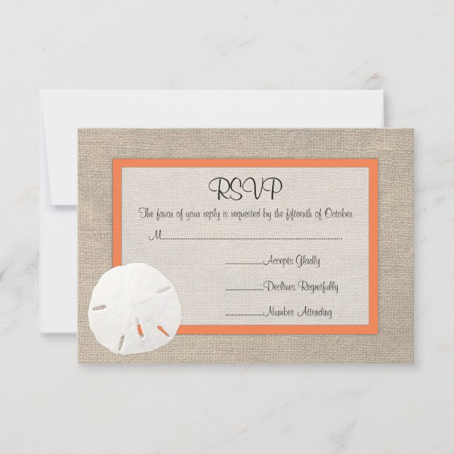 Sand Dollar Beach Wedding OSA kort - Orange (Framsida)