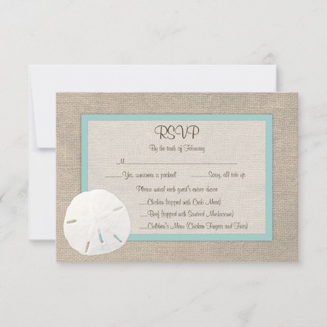 Sand Dollar Beach Wedding OSA kort - turkos (Framsida)