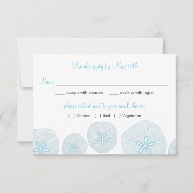 Sand Dollar Beach Wedding OSA Meal Choices Kort (Framsida)