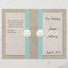 Sand Dollar Beach Wedding Programme - Turquise