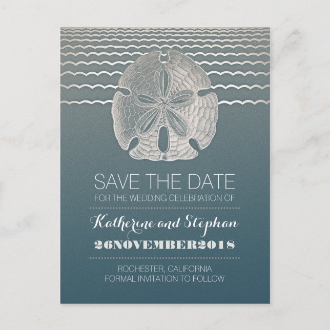 Sand Dollar Beach WedSave Save Date Porstcards Meddelande Vykort (Framsida)