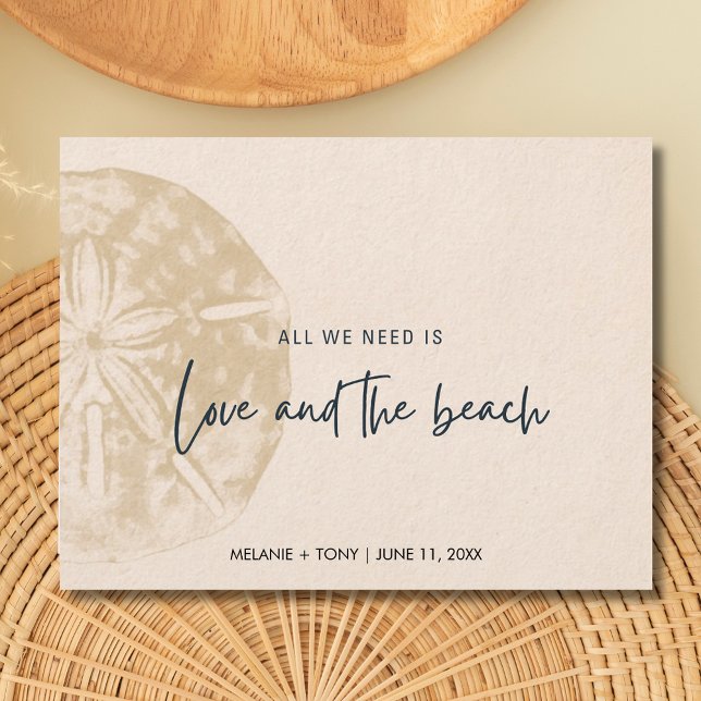Sand Dollar Beach Wedting Spara datumet Meddelande Vykort (Sand Dollar Beach Wedding Save the Date)