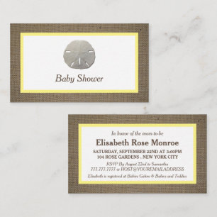 Sand Dollar & Burlap Baby Shower Biljett-inbjudan Visitkort