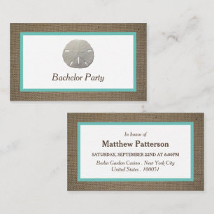 Sand Dollar & Burlap Bachelor Party Biljett Inbjud