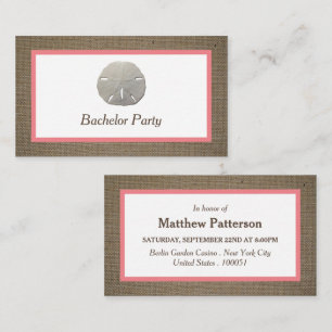 Sand Dollar & Burlap Bachelor Party Biljett Inbjud