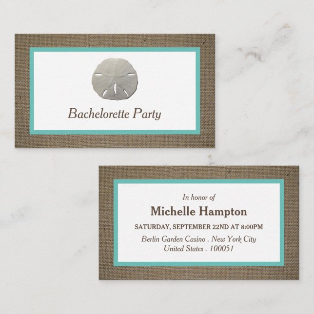 Sand Dollar & Burlap Bachelorette Party Biljett (Fram/baksida)