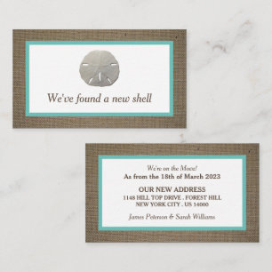 Sand Dollar & Burlap Flyttkort Visitkort