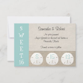 Sand Dollar & Burlap Sweet 16-inbjudan Inbjudningar