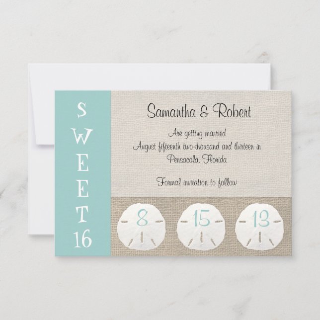 Sand Dollar & Burlap Sweet 16-inbjudan Inbjudningar (Framsida)