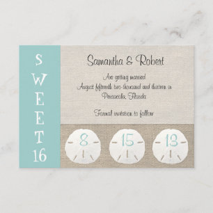 Sand Dollar & Burlap Sweet 16-inbjudan Inbjudningar