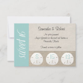 Sand Dollar & Burlap Sweet 16-inbjudan Spara Datumet