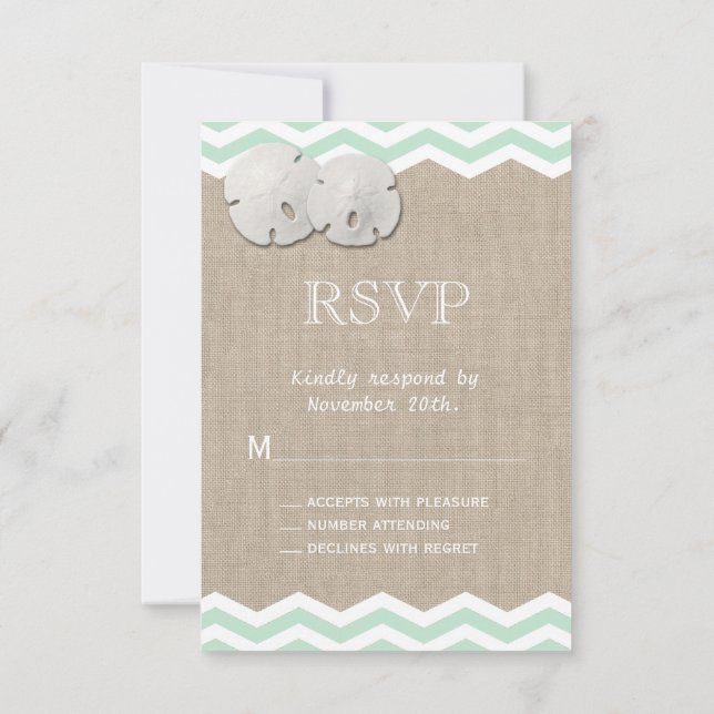 Sand Dollar & Chevron RSVP OSA Kort (Baksida)