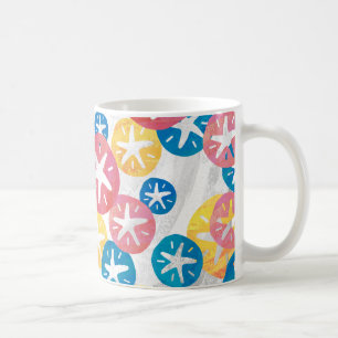 Sand Dollar Gult Red Blue Mönster Kaffemugg