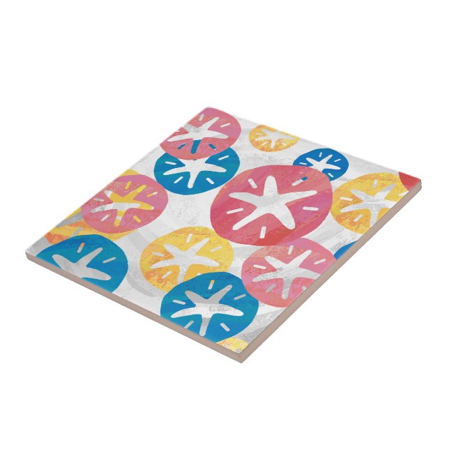 Sand Dollar Gult Red Blue Mönster Kakelplatta (Sidan)