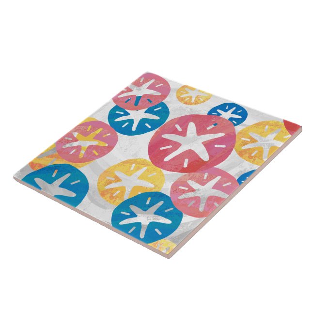 Sand Dollar Gult Red Blue Mönster Kakelplatta (Sidan)