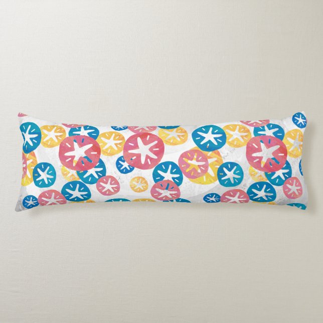 Sand Dollar Gult Red Blue Mönster Kroppskudde (Framsidan)
