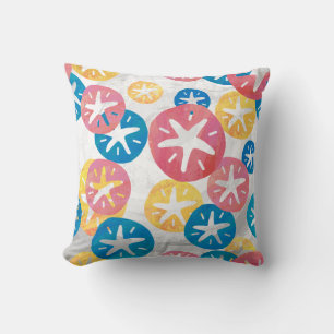 Sand Dollar Gult Red Blue Mönster Kudde