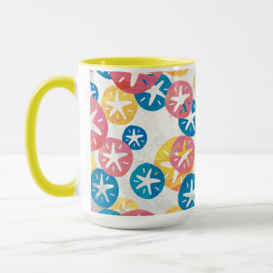 Sand Dollar Gult Red Blue Mönster Mugg