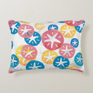 Sand Dollar Gult Red Blue Mönster Prydnadskudde
