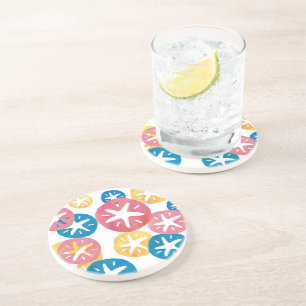 Sand Dollar Gult Red Blue Mönster Underlägg Sandsten