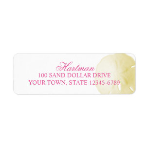 Sand Dollar Gult Rosa anpassningsbar Returadress Etikett
