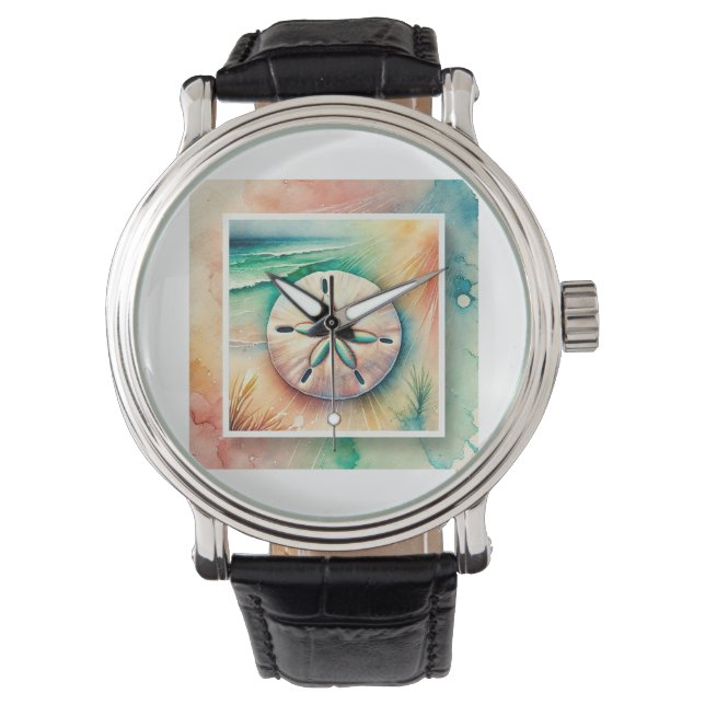 Sand Dollar in the Light 060824AREF122 - Watercolo Armbandsur (Framsida)