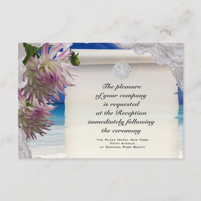 Sand Dollar & Lace Tropiskt Mottagningskort Tilläggskort (Framsida)