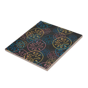 Sand Dollar Linjer Red Gult Blue Kakelplatta