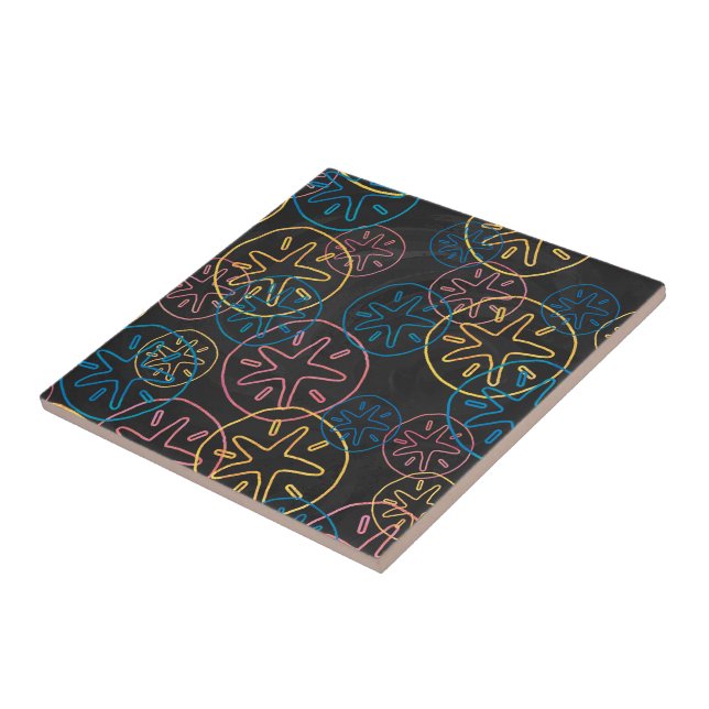 Sand Dollar Linjer Red Gult Blue Kakelplatta (Sidan)