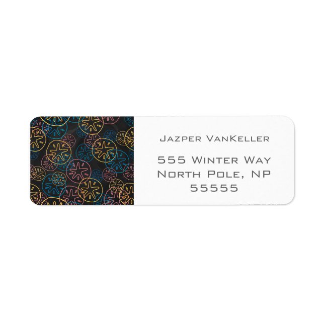 Sand Dollar Linjer Red Gult Blue Returadress Etikett (Framsidan)