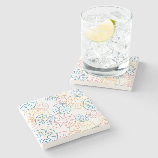 Sand Dollar Linjer Red Gult Blue Stenunderlägg (Sidan)