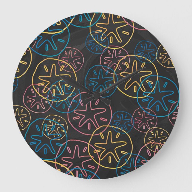 Sand Dollar Linjer Red Gult Blue Stor Klocka (Framsida)