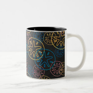 Sand Dollar Linjer Red Gult Blue Två-Tonad Mugg