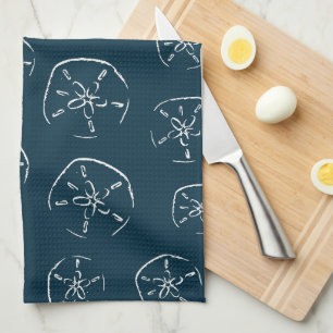 Sand Dollar Mönster Teckning Ocean Blue Kökshandduk