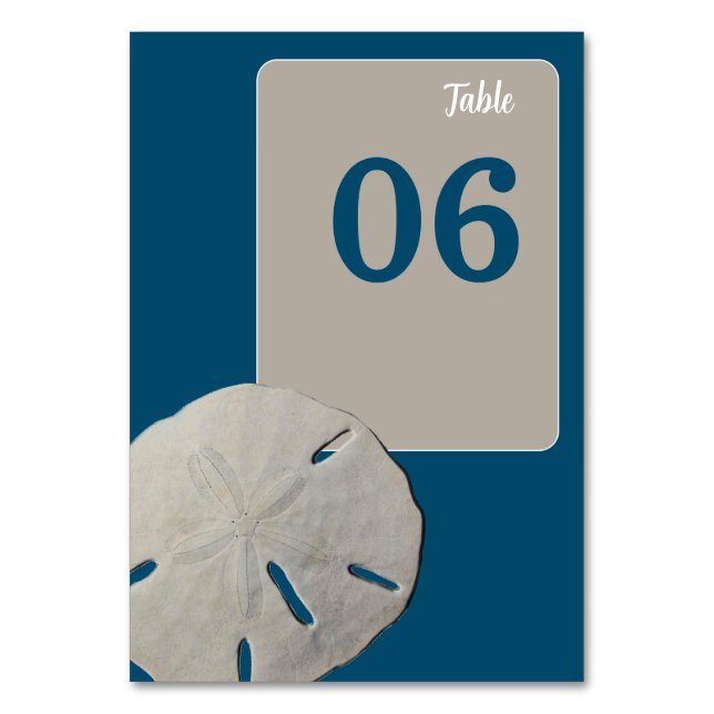 Sand-dollar, Ocean Blue Beach Wedding Bordsnummer (Framsidan)