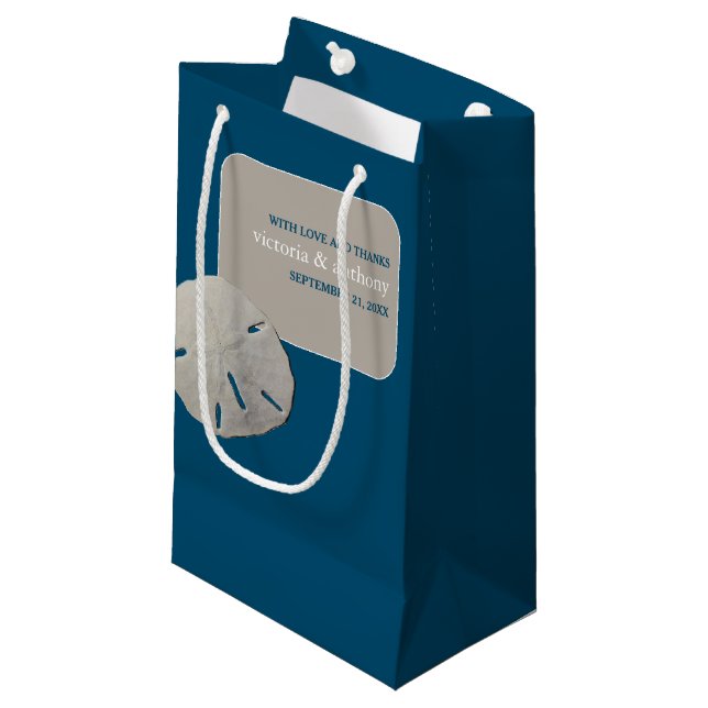 Sand-dollar, Ocean Blue Beach Wedding Favor (Framsidan Vinklad)