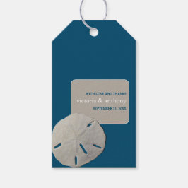 Sand-dollar, Ocean Blue Beach Wedding Favor Presentetikett