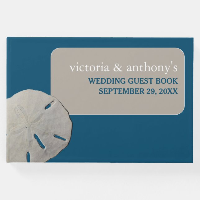 Sand-dollar, Ocean Blue Beach Wedding Gästböcker (Framsida)