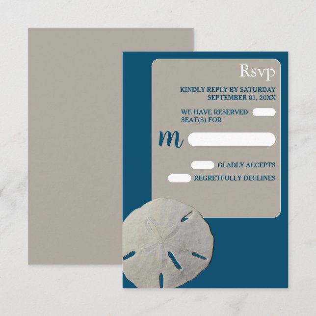 Sand-dollar, Ocean Blue Beach Wedding OSA Kort (Fram/baksida)