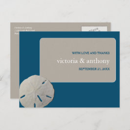 Sand-dollar, Ocean Blue Beach Wedding Tack Vykort
