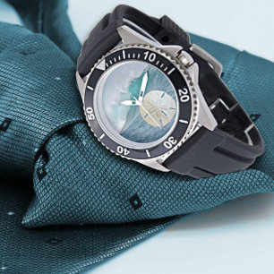 Sand Dollar Ocean som kraschar Vinkarare Armbandsur